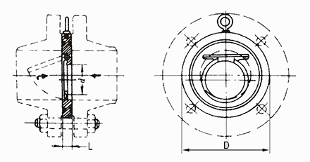 对夹圆片式止回阀结构示意图